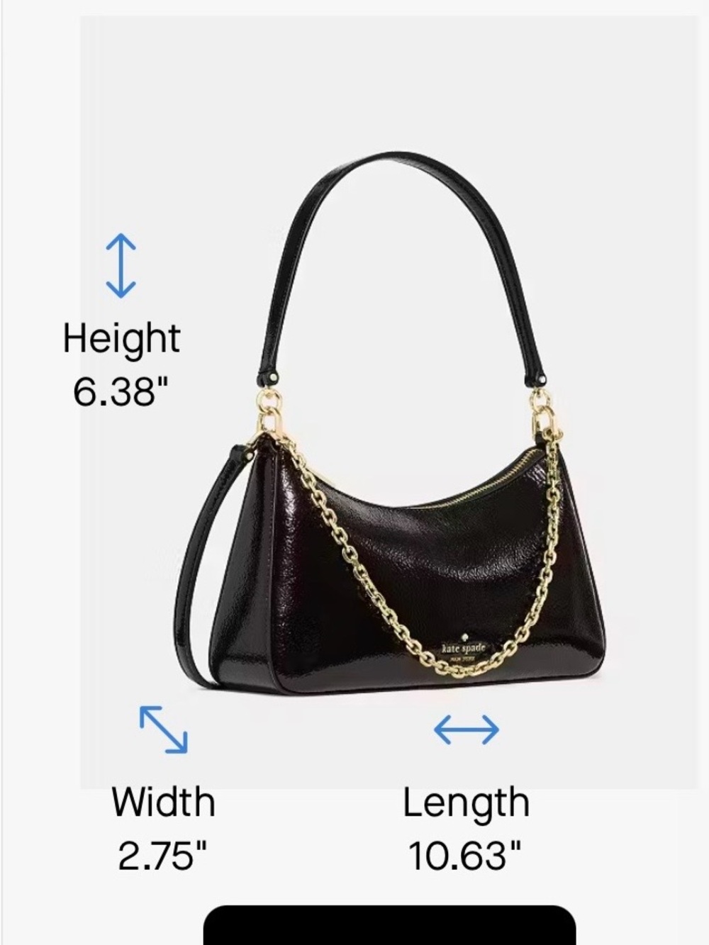 kate spade Margot Shiny Leather Shoulder Bag in Black - Picture 6 of 15